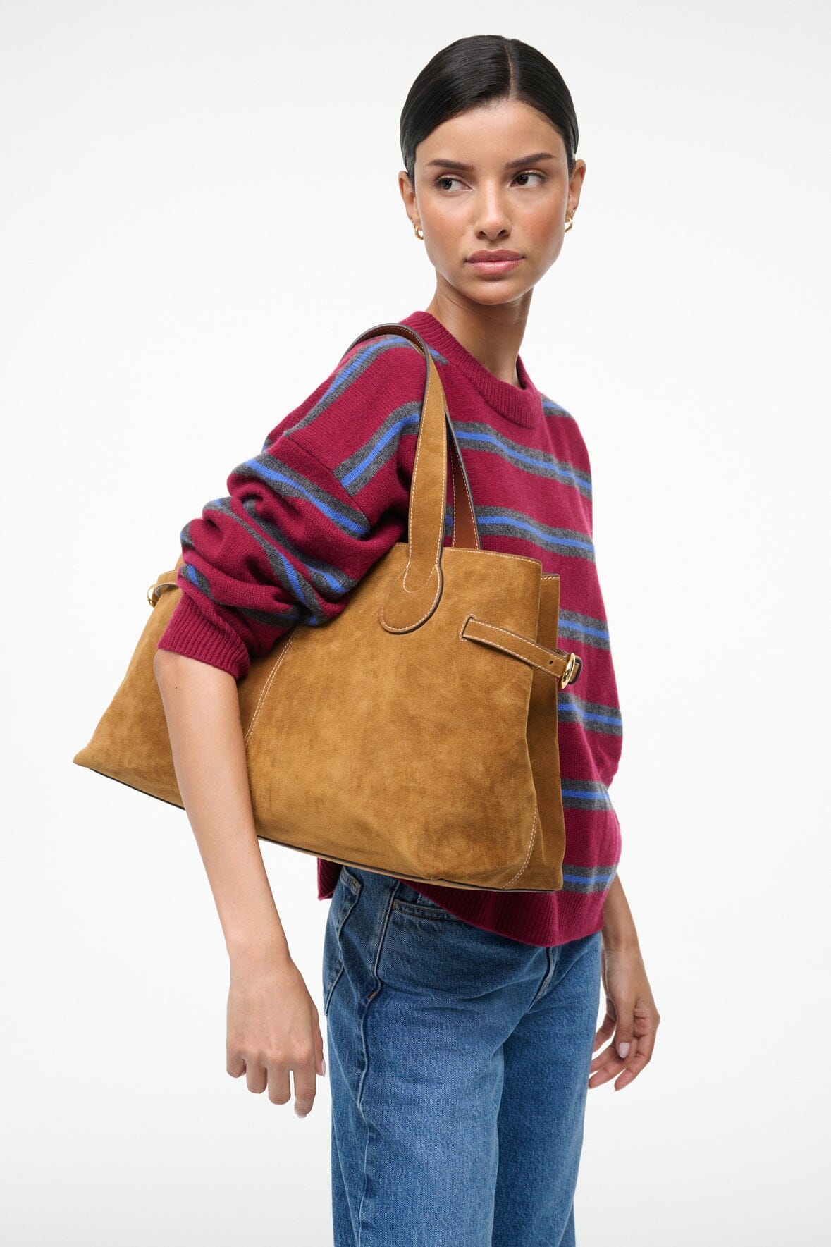 Staud Piper Tote Tan Suede