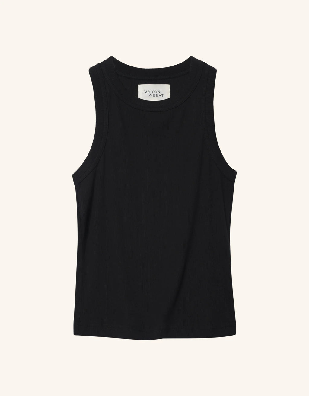 Maison Wheat Knoxville Ribbed Tank - Black