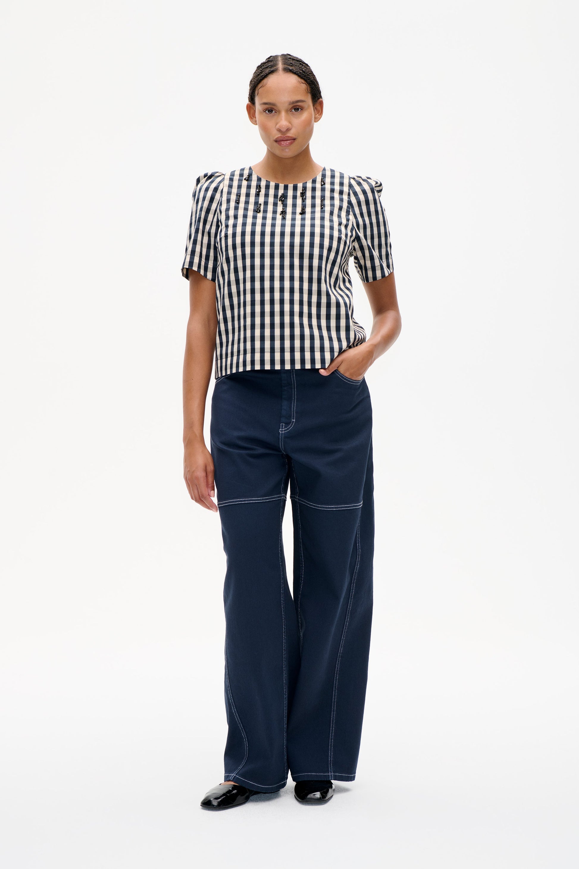 Baum und Pferdgarten Minu Blouse - Navy Creme Check