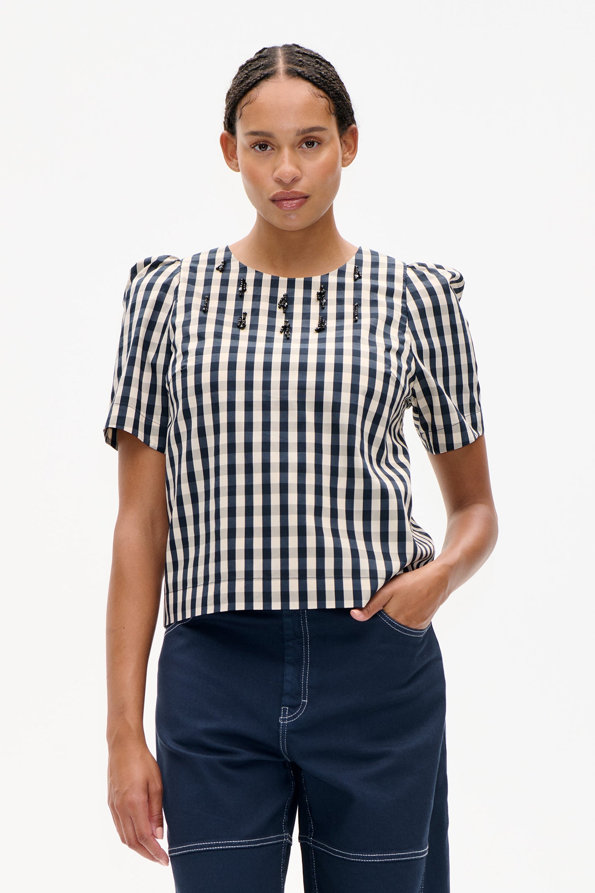 Baum und Pferdgarten Minu Blouse - Navy Creme Check