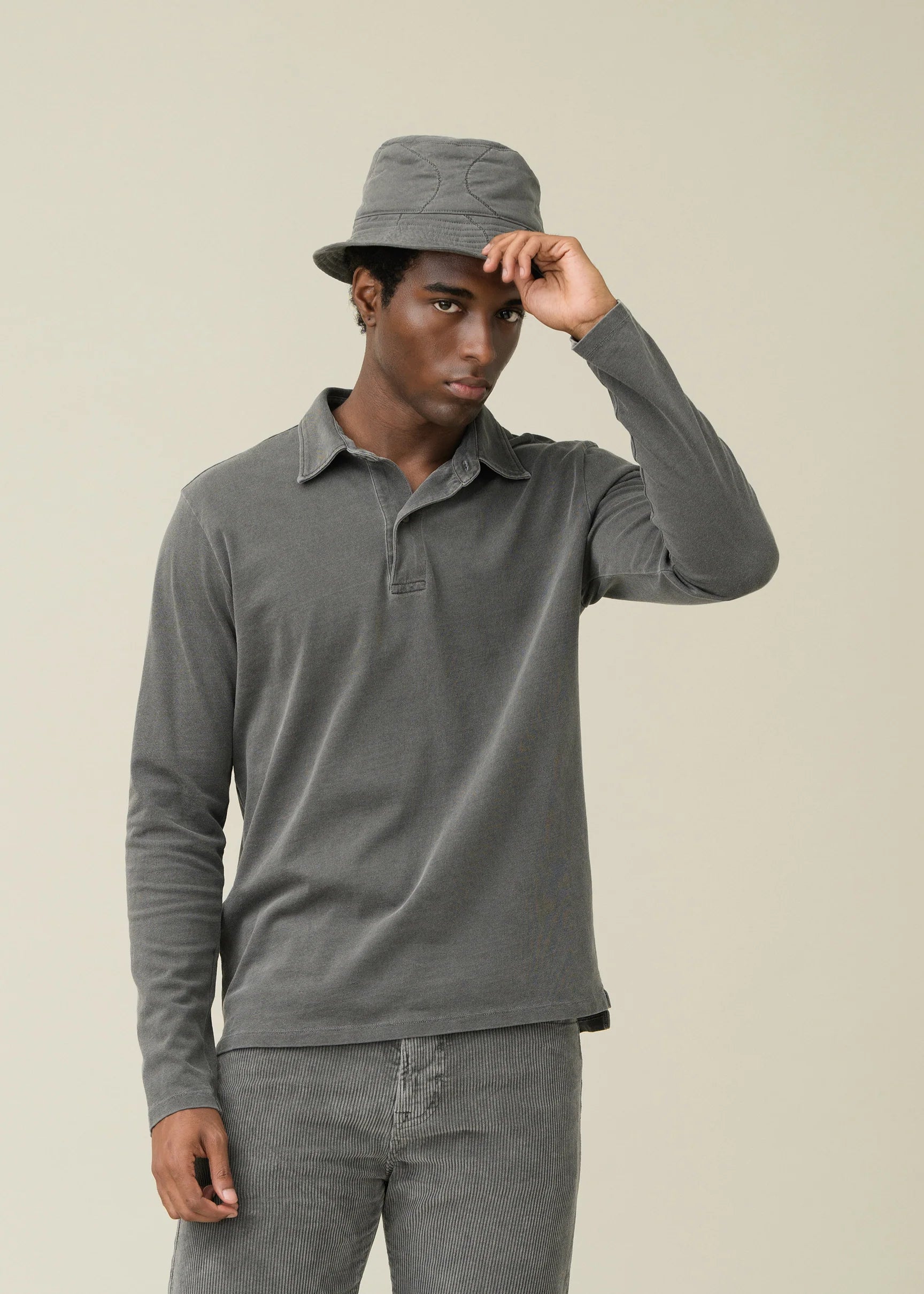 Save Khaki United LS Organic Recycled Polo - Black