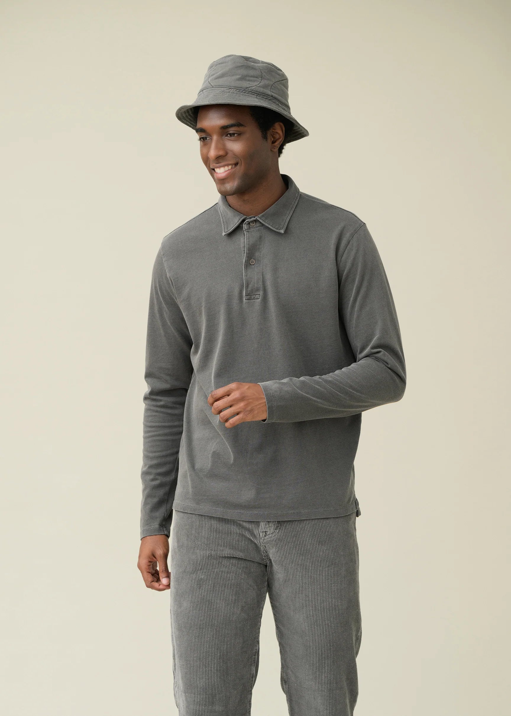 Save Khaki United LS Organic Recycled Polo - Black