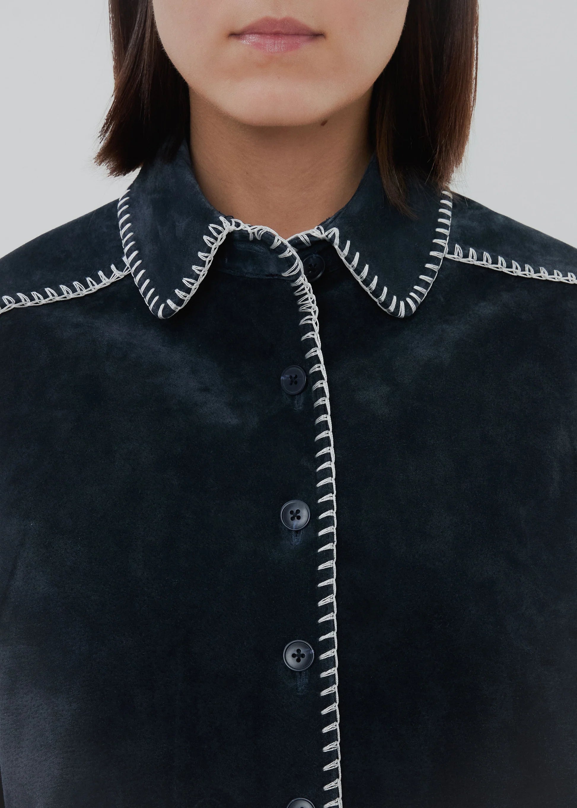 Still Here Western Shirt - Navy Suede