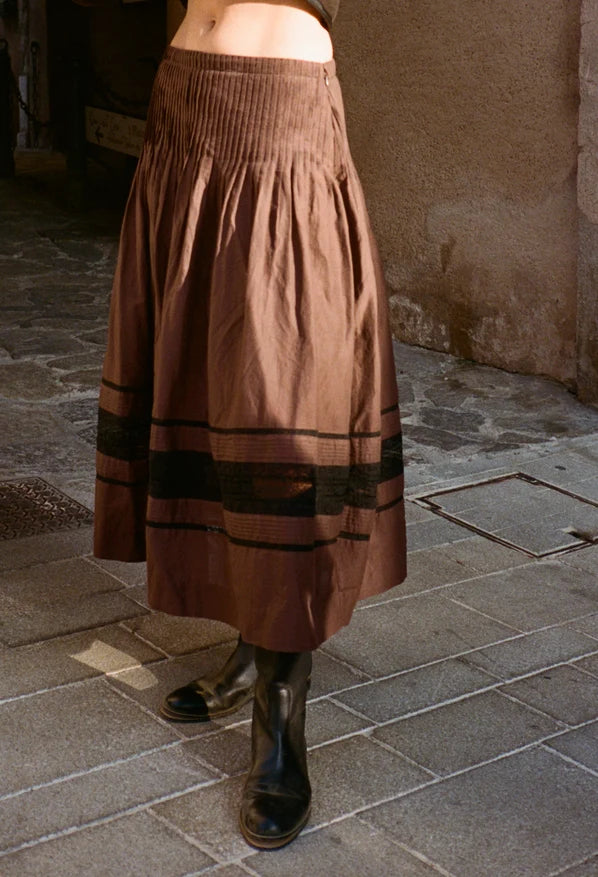 Ciao Lucia Enika Brun Cotton Voile Skirt