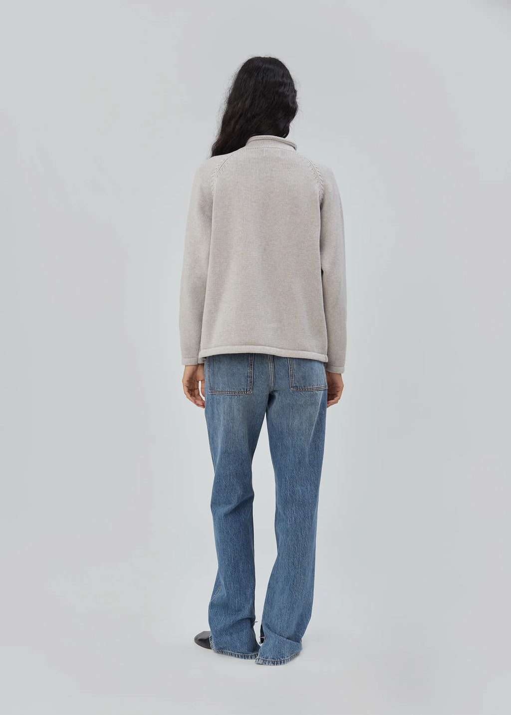 Still Here Snap Collar Sweater - Light Grey