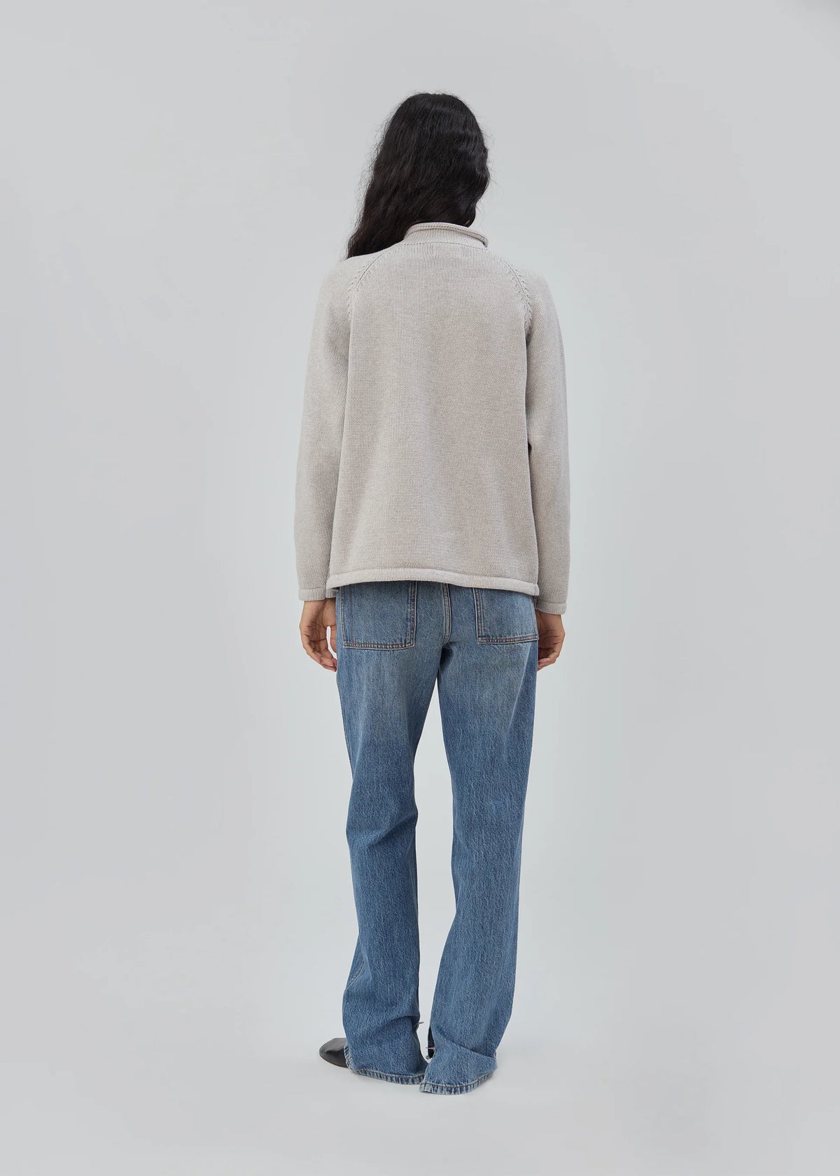 Still Here Snap Collar Sweater - Light Grey