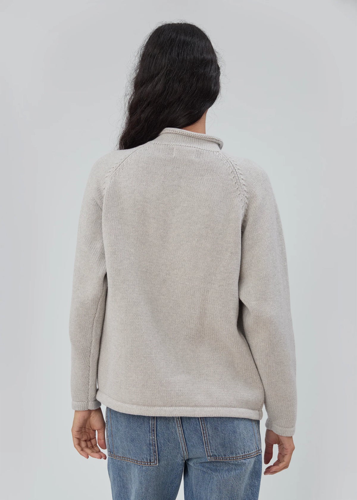 Still Here Snap Collar Sweater - Light Grey