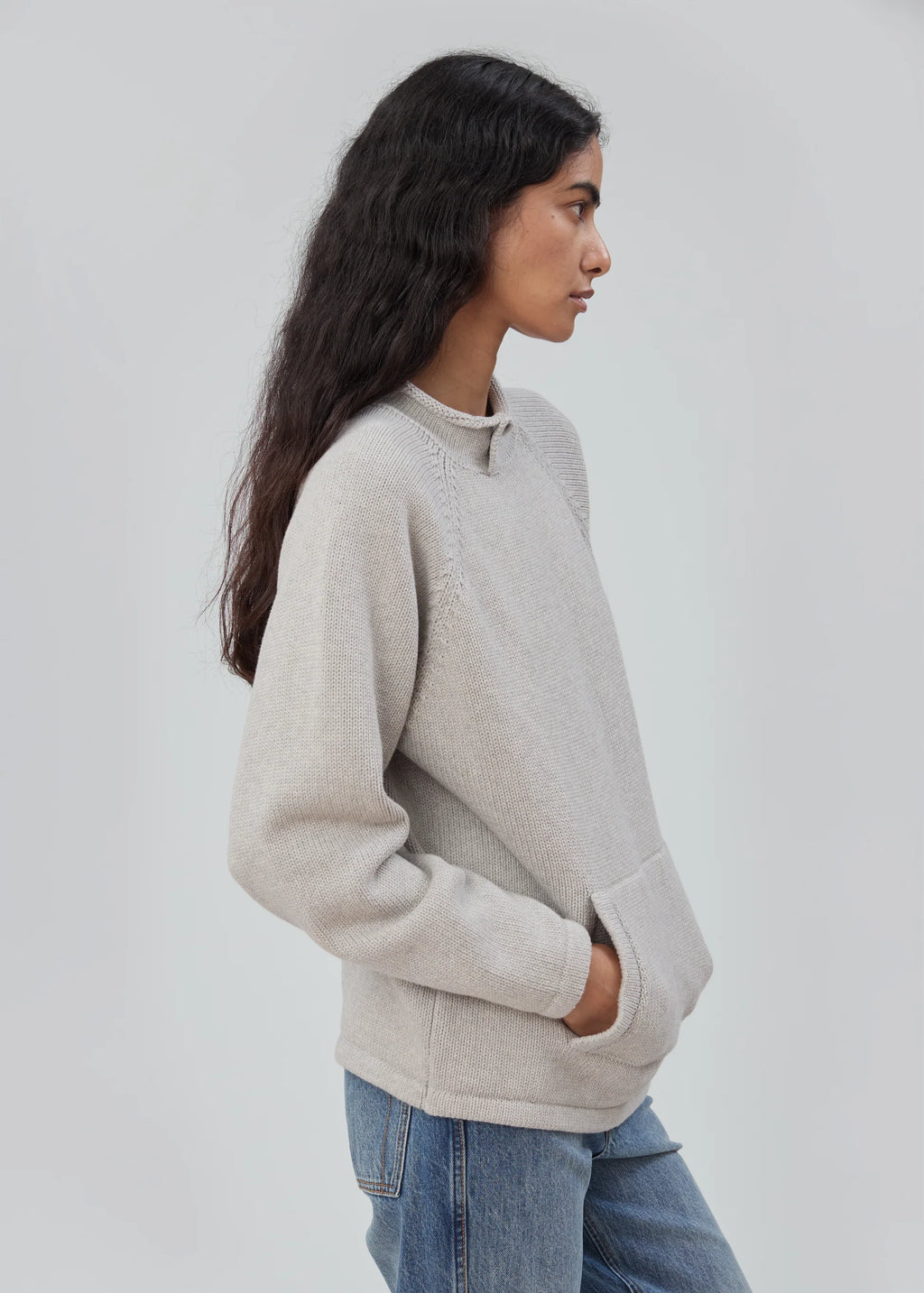 Still Here Snap Collar Sweater - Light Grey