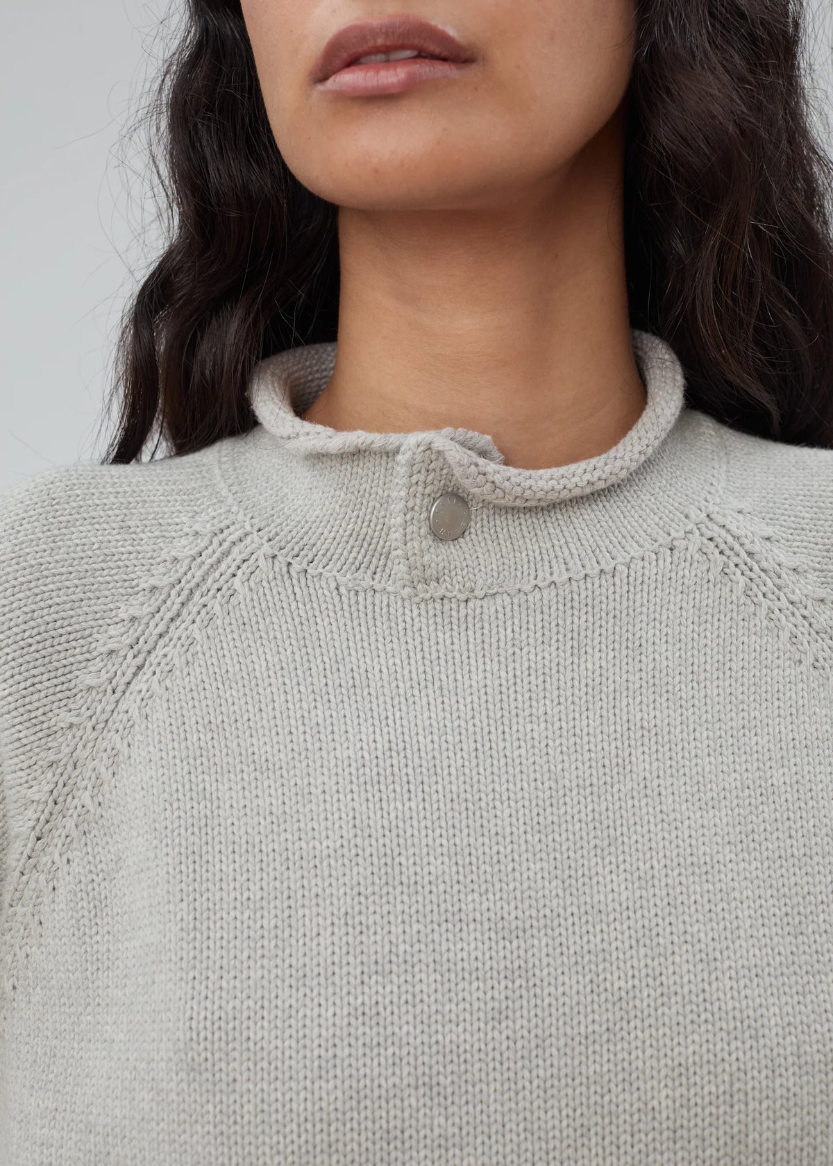 Still Here Snap Collar Sweater - Light Grey