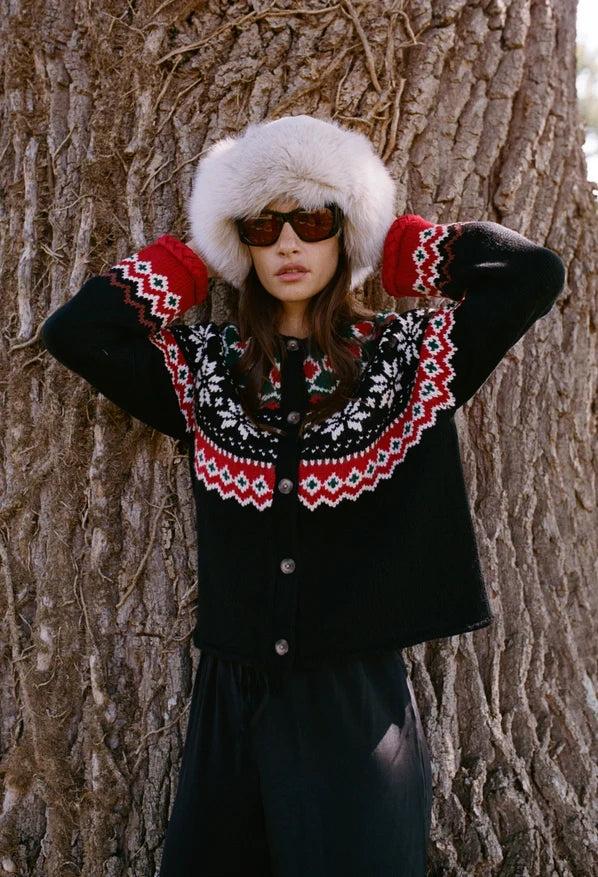 Ciao Lucia Doris Fair Isle Cardigan - Black
