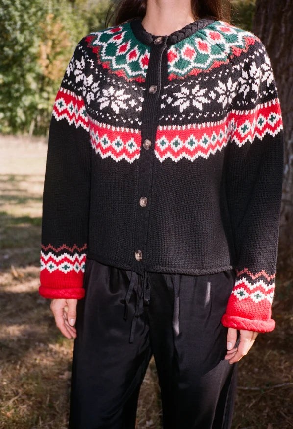 Ciao Lucia Doris Fair Isle Cardigan - Black