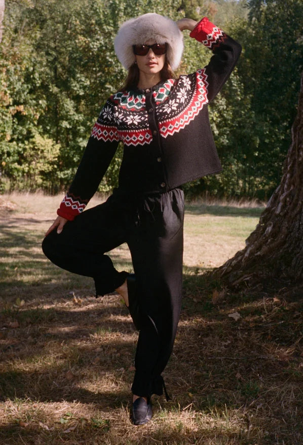 Ciao Lucia Doris Fair Isle Cardigan - Black