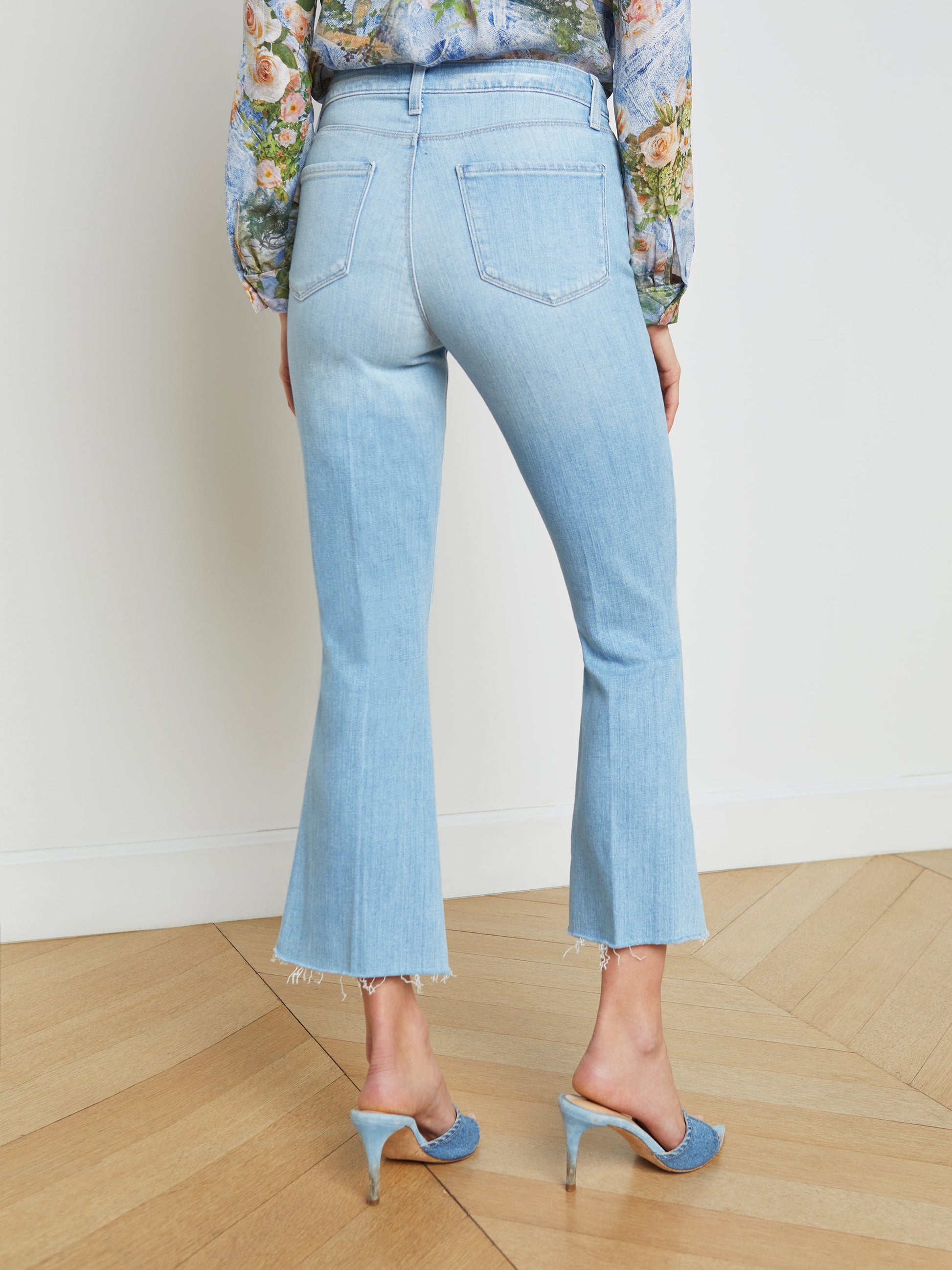 L'Agence Kendra High-Rise Cropped Flare Jeans in Olympia