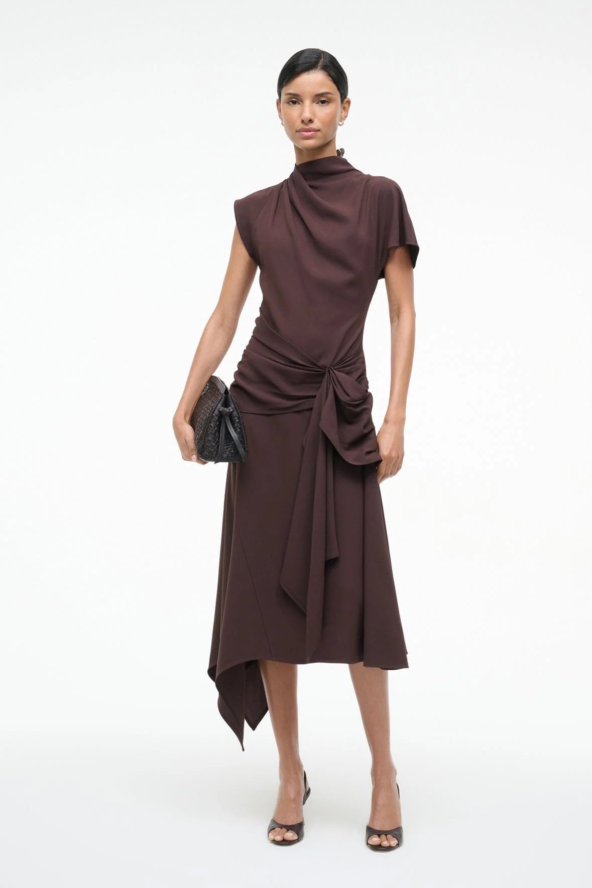 Staud Maude Soft Clutch Espresso Woven Leather
