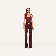 L'Agence Clayton Coated Wide-Leg Jean - Deep Sangria