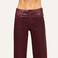 L'Agence Clayton Coated Wide-Leg Jean - Deep Sangria