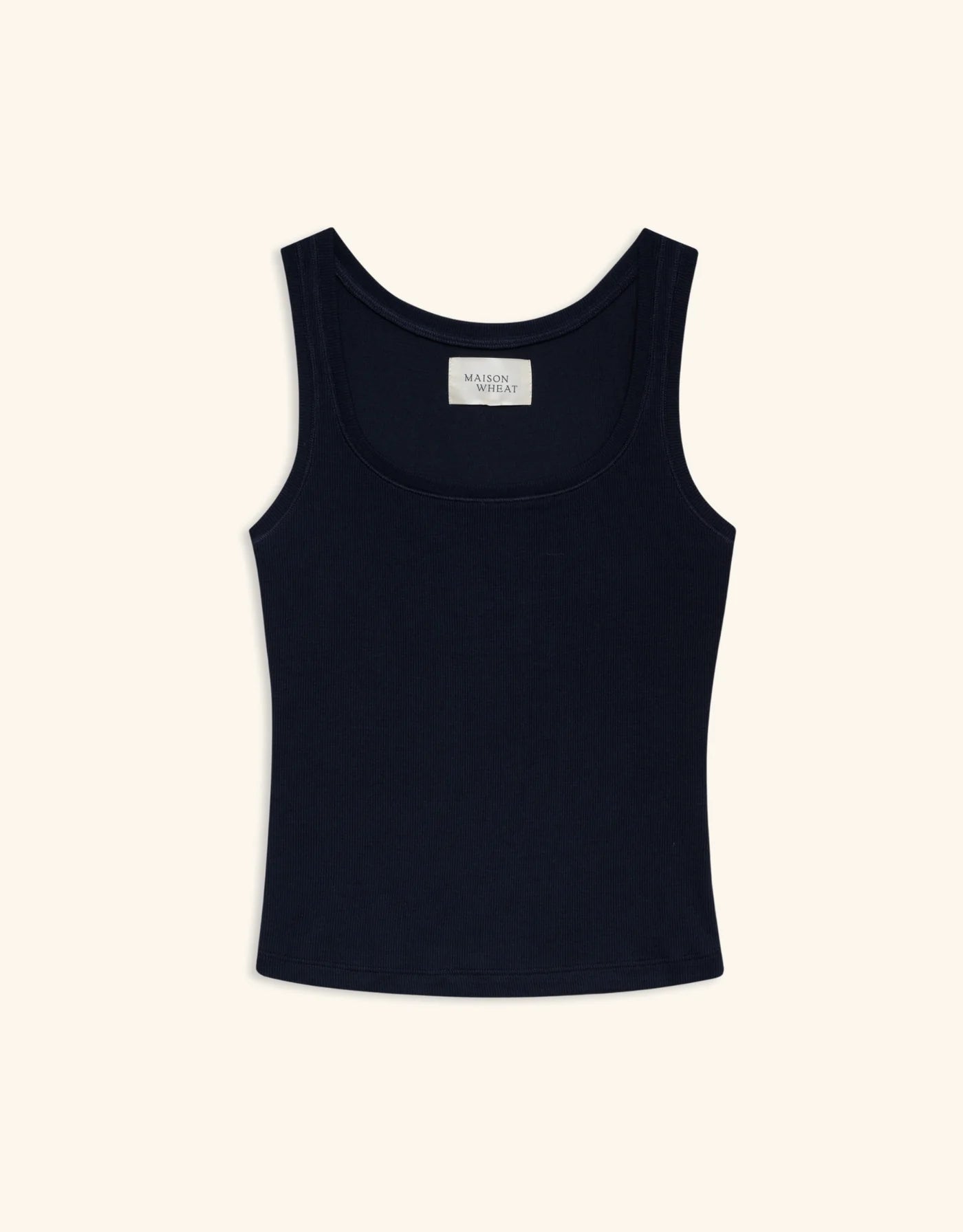 Maison Wheat Franklin Ribbed Square Neck Tank - Navy