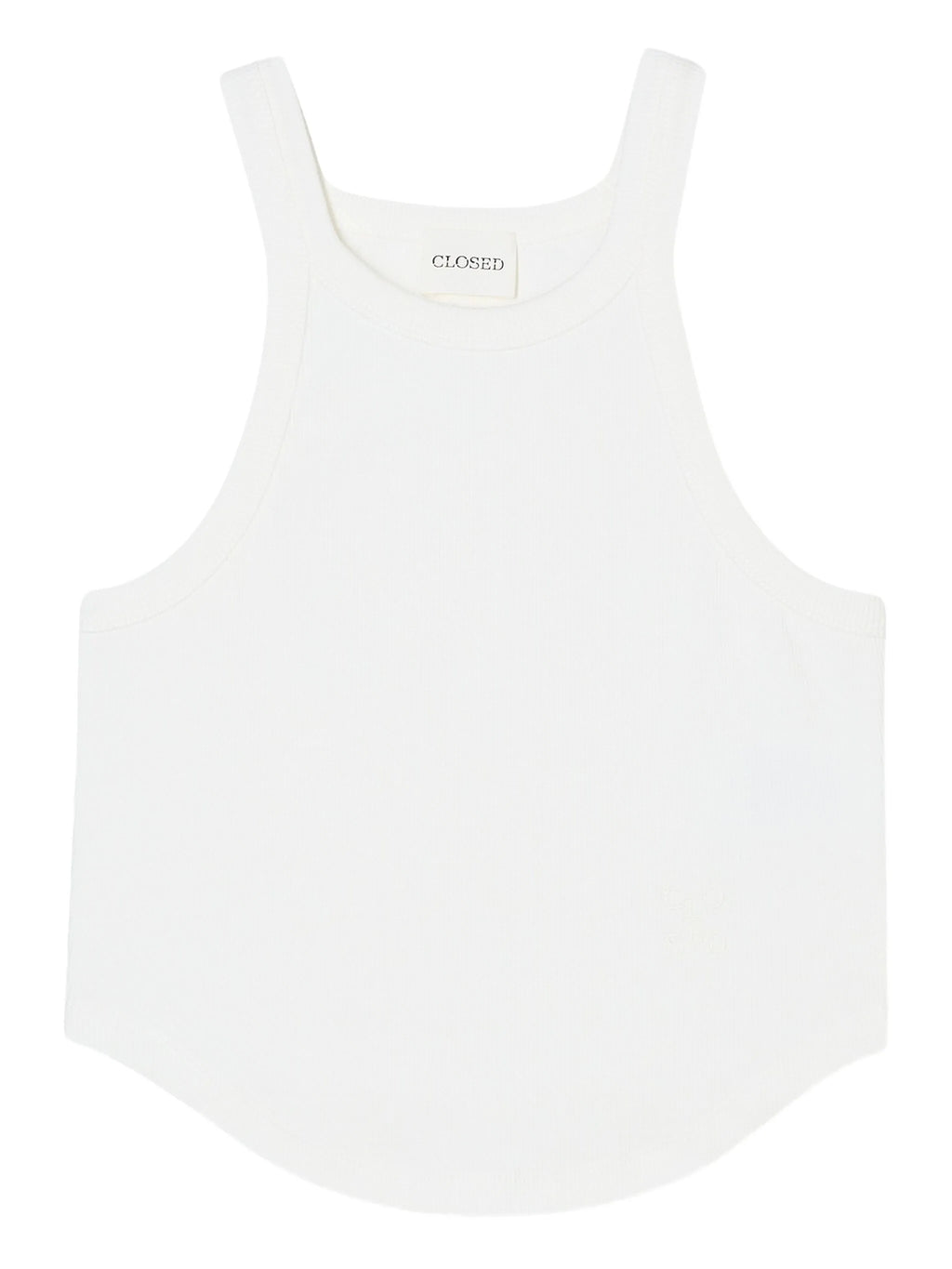 Closed Curved Hem Tank Top - White