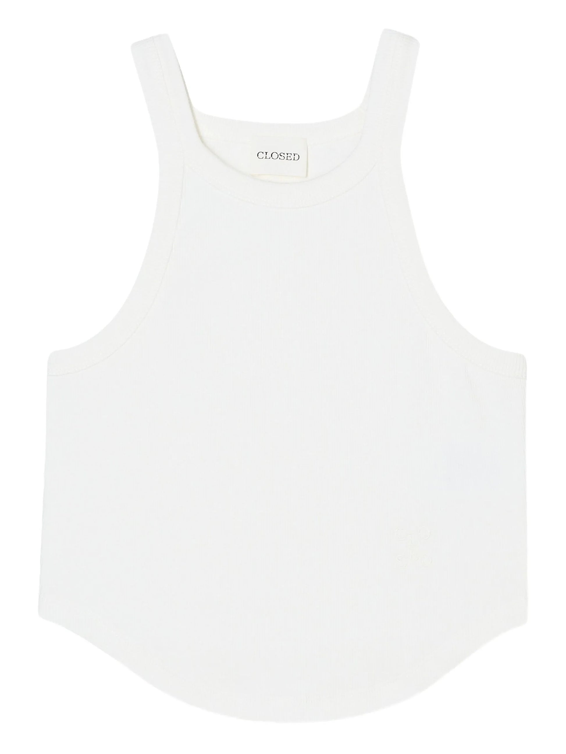 Closed Curved Hem Tank Top - White