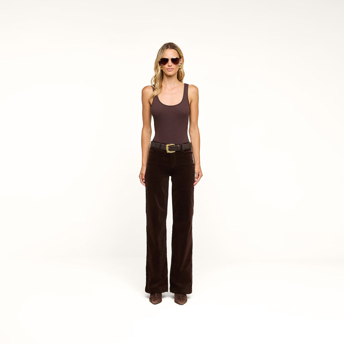 L'Agence Scottie Velvet Wide-Leg Jean - Dark Java