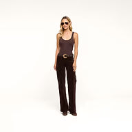 L'Agence Scottie Velvet Wide-Leg Jean - Dark Java