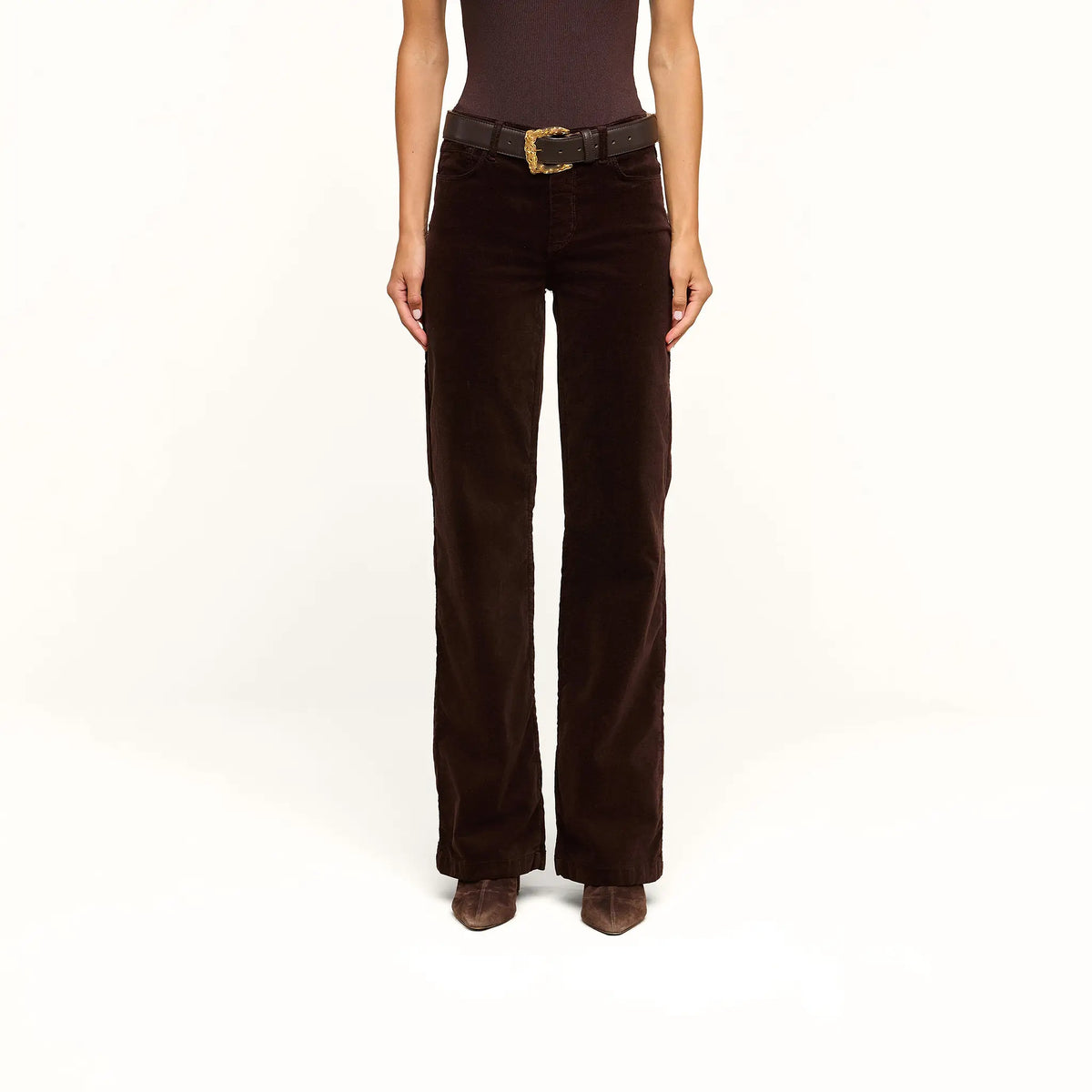 L'Agence Scottie Velvet Wide-Leg Jean - Dark Java