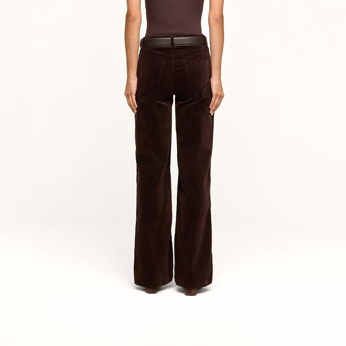 L'Agence Scottie Velvet Wide-Leg Jean - Dark Java