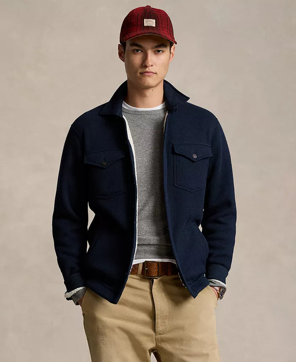 Polo Ralph Lauren Waffle Knit High Pile Shirt Jacket - Aviator Navy