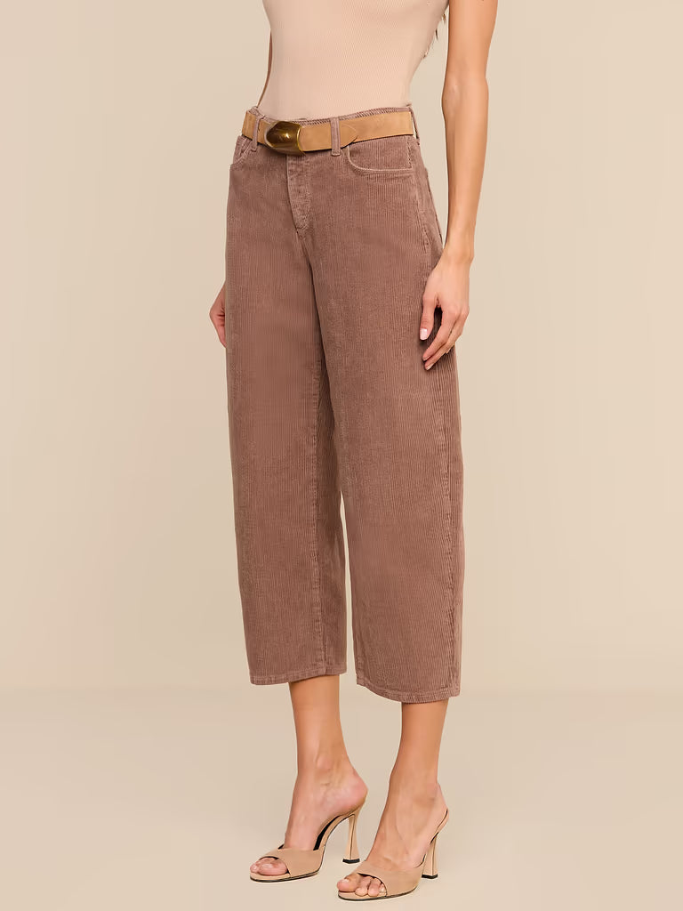 L'Agence Mallis Corduroy Bow-Leg Pant - Cardamom