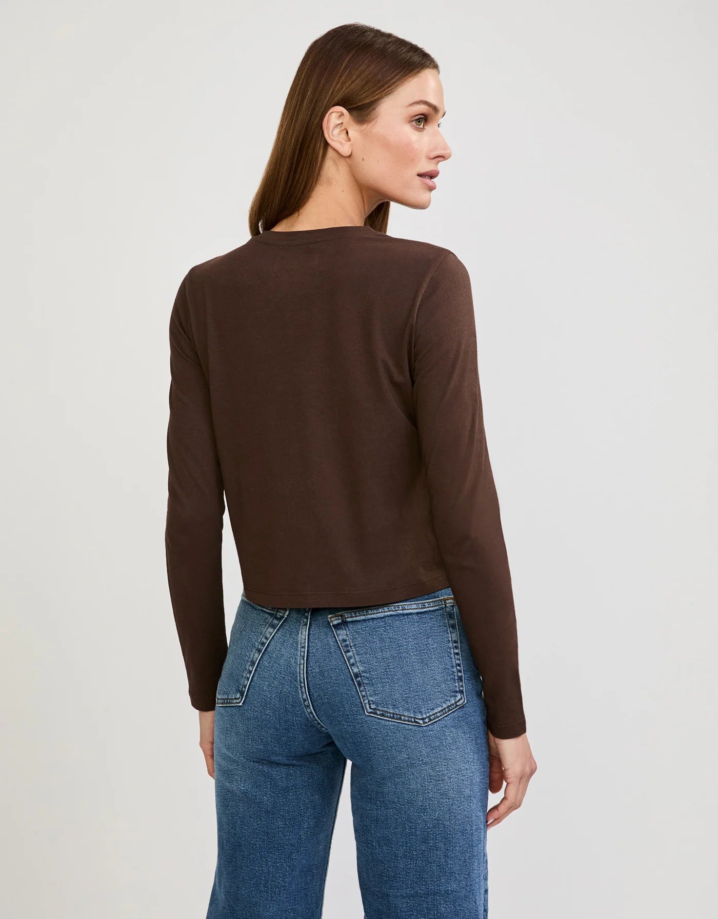 Maison Wheat Austin Long Sleeve Tee - Espresso