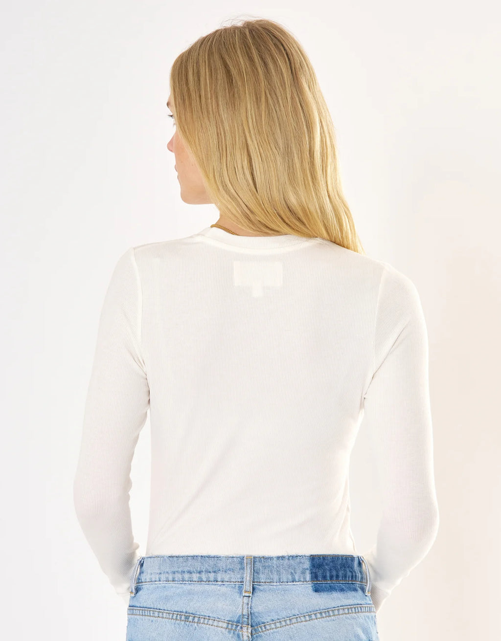 Maison Wheat Chicago Ribbed Long Sleeve  - White