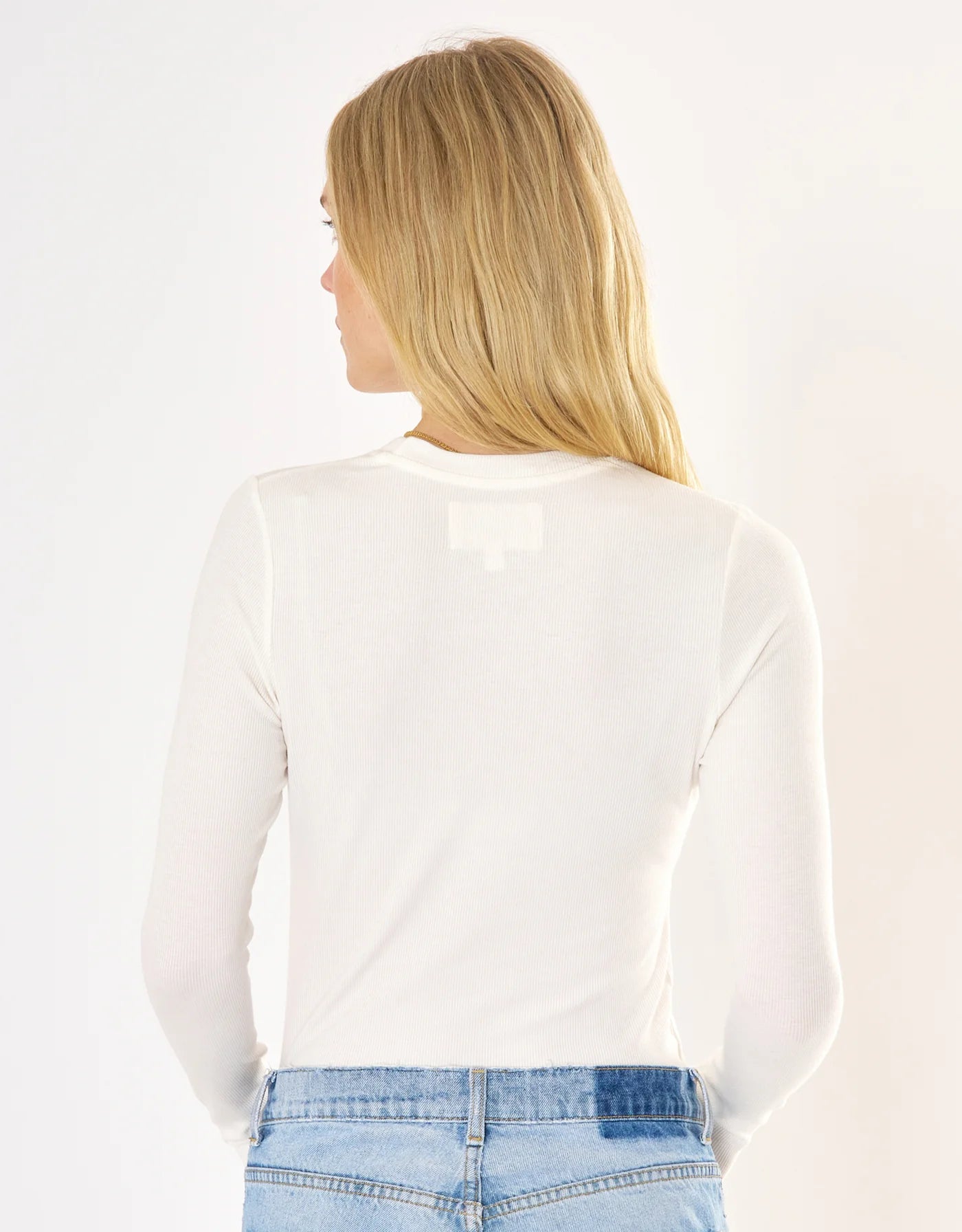Maison Wheat Chicago Ribbed Long Sleeve  - White