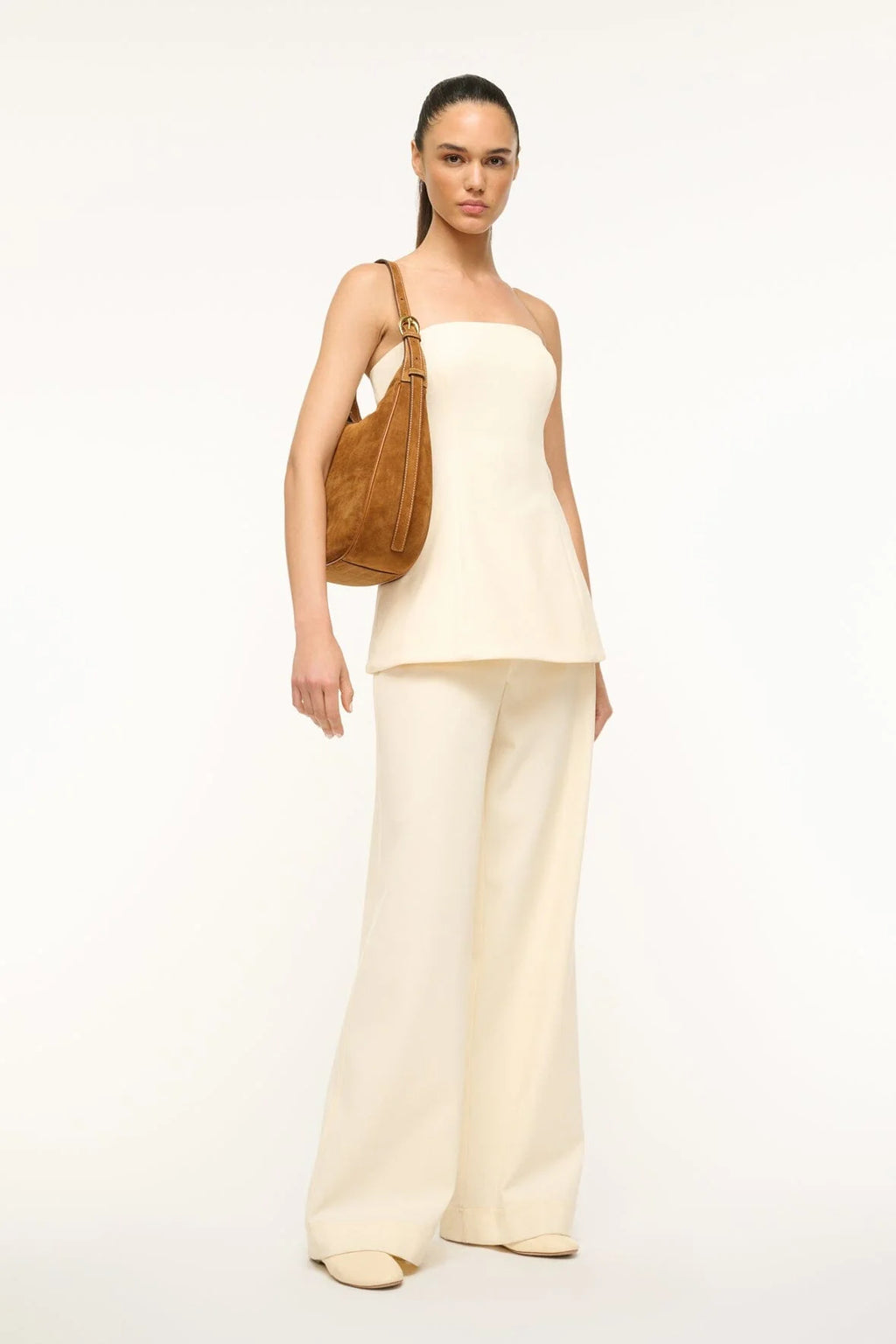 Staud Pine Hobo Tan Suede