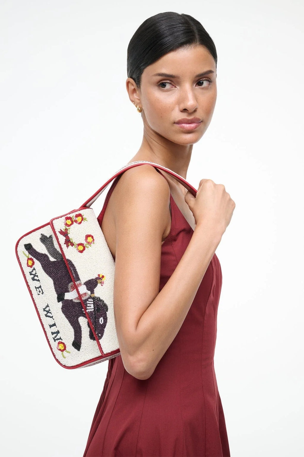 Staud Tommy Beaded Bag Derby