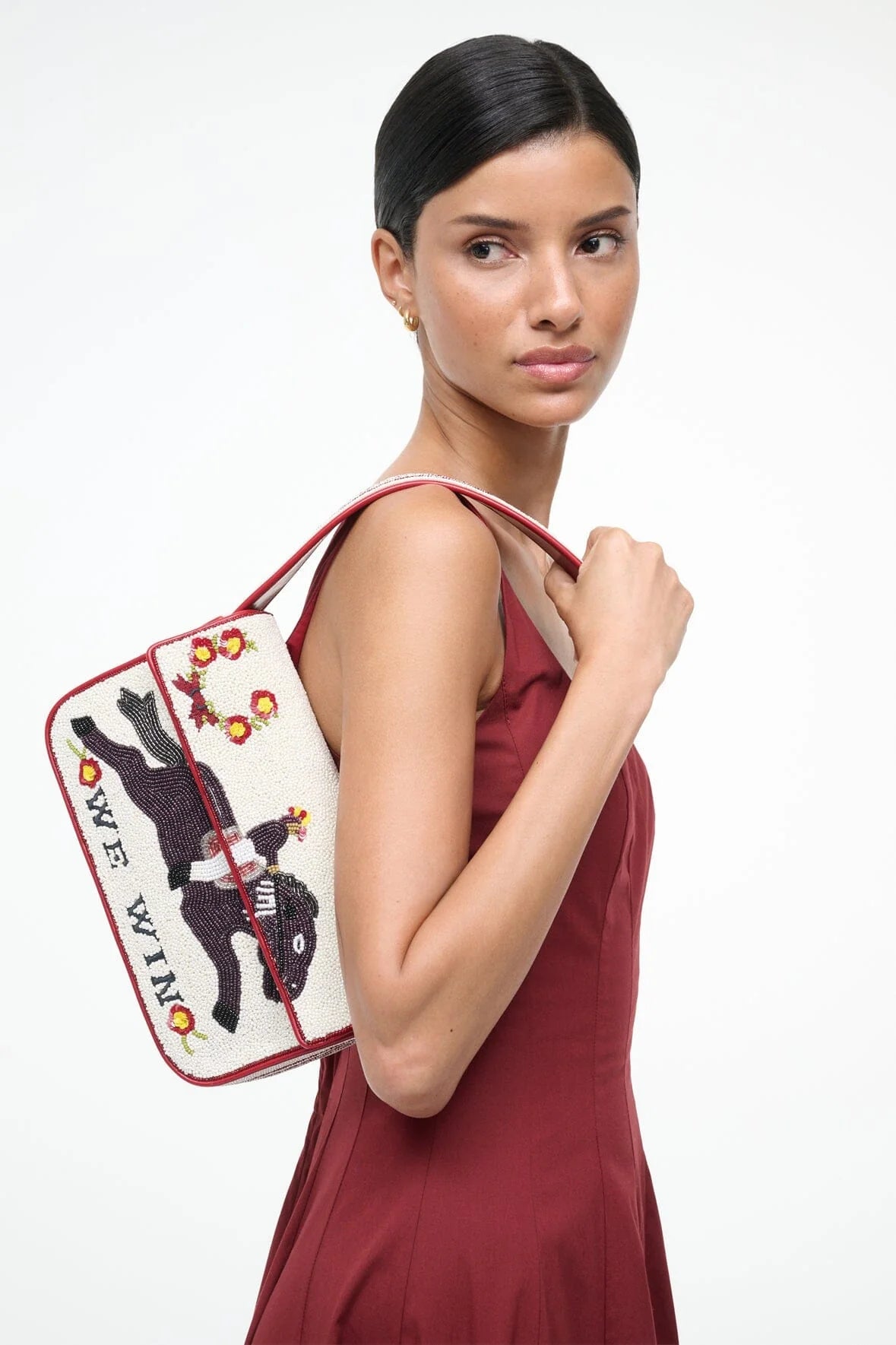 Staud Tommy Beaded Bag Derby