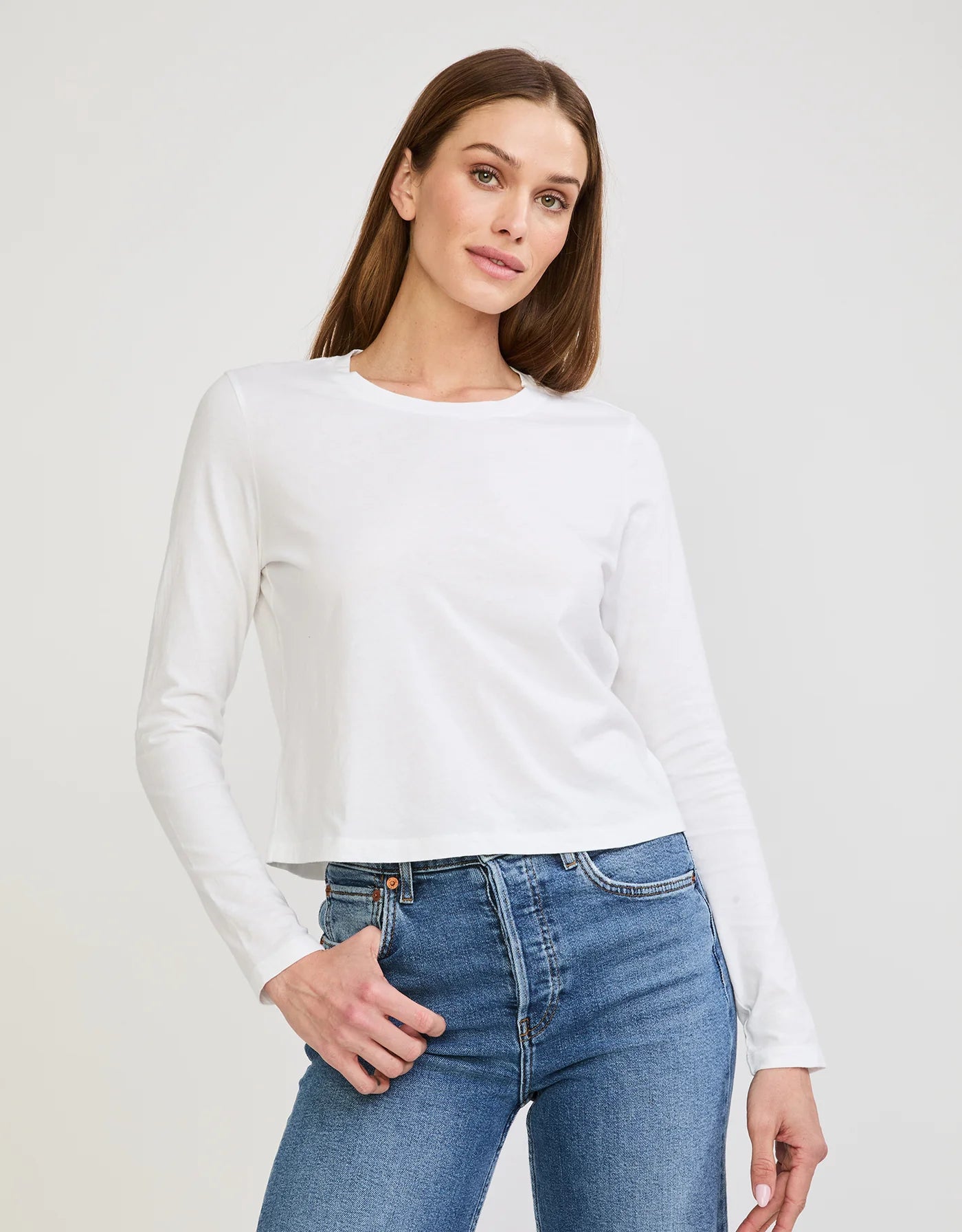 Maison Wheat Austin Long Sleeve Tee - White