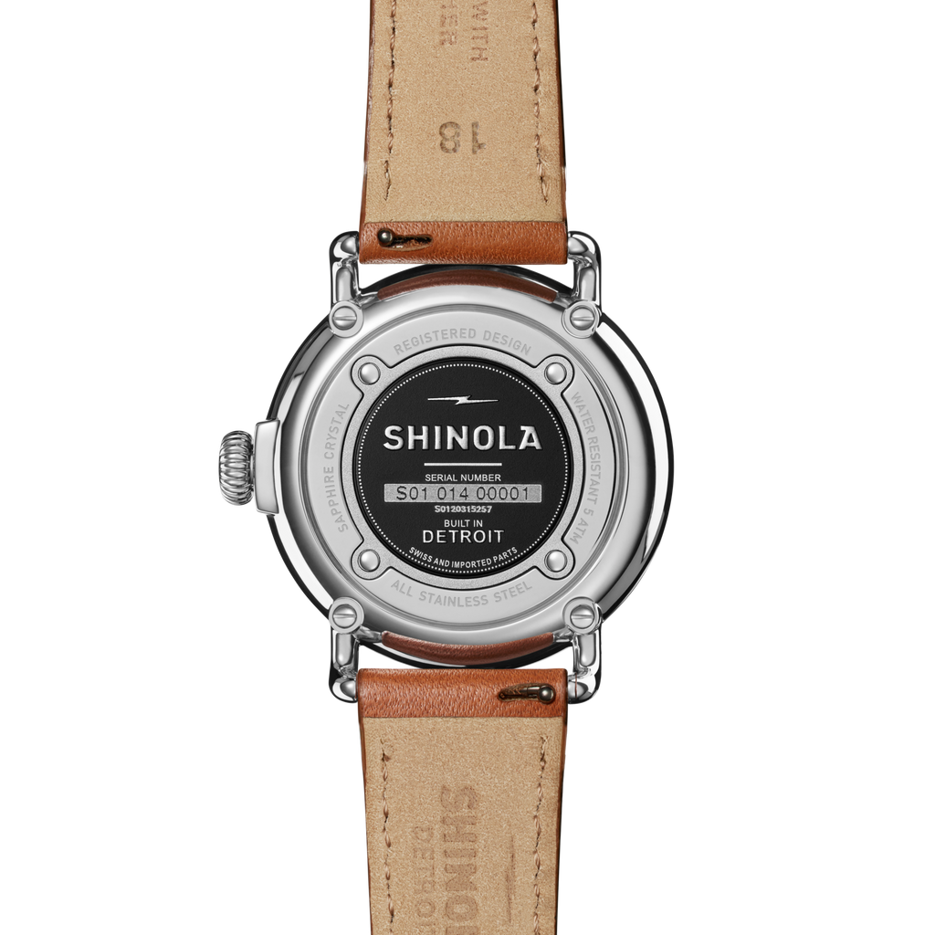 Shinola Runwell Watch 36mm - White/Tan Leather Straps