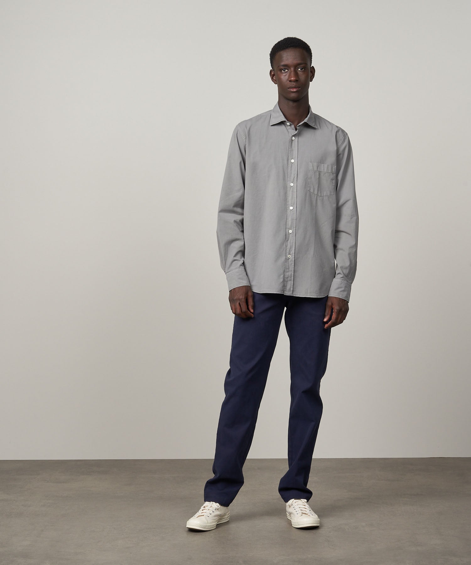 Hartford Grey-Green Twill Paul Shirt