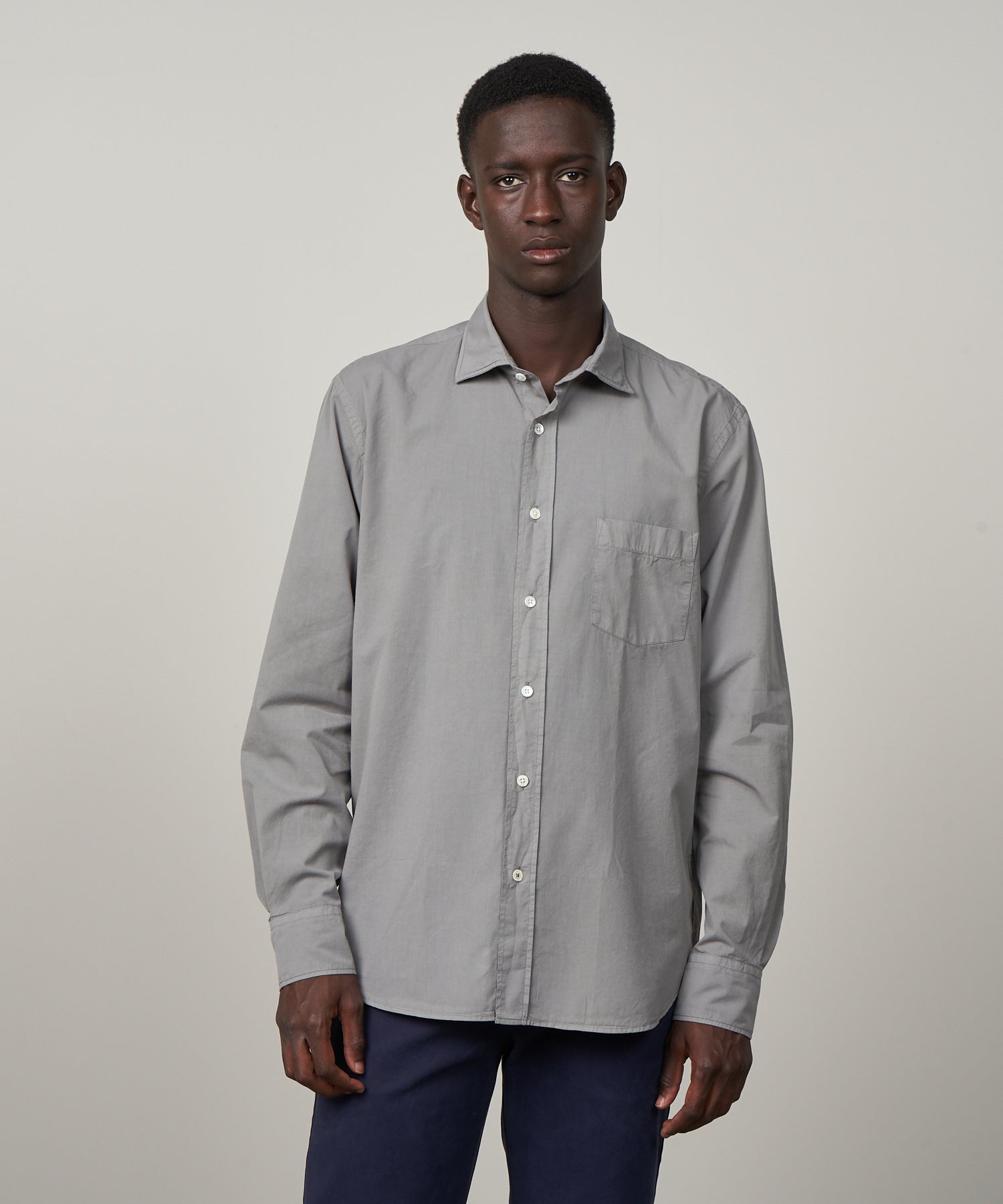 Hartford Grey-Green Twill Paul Shirt