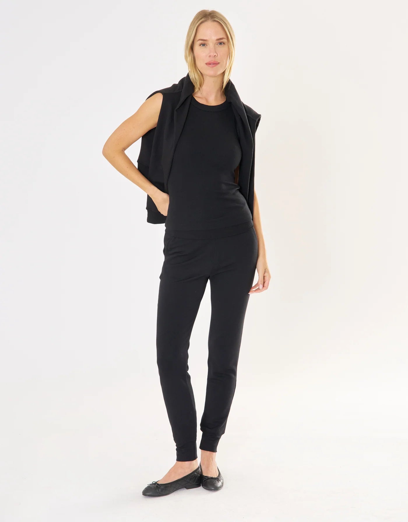 Maison Wheat Knoxville Ribbed Tank - Black