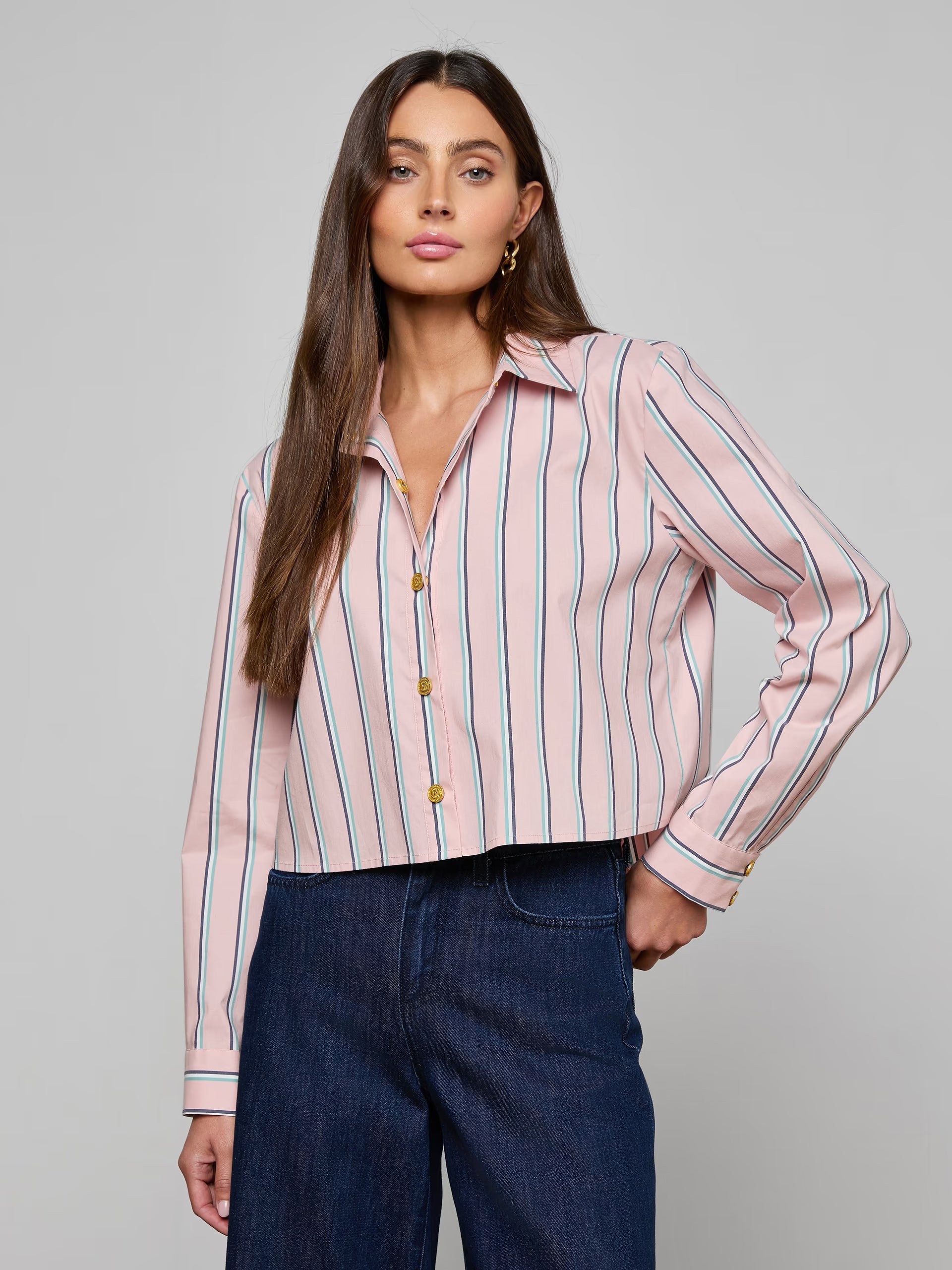 L'Agence Cosette Shirt - Pale Rose Stripe
