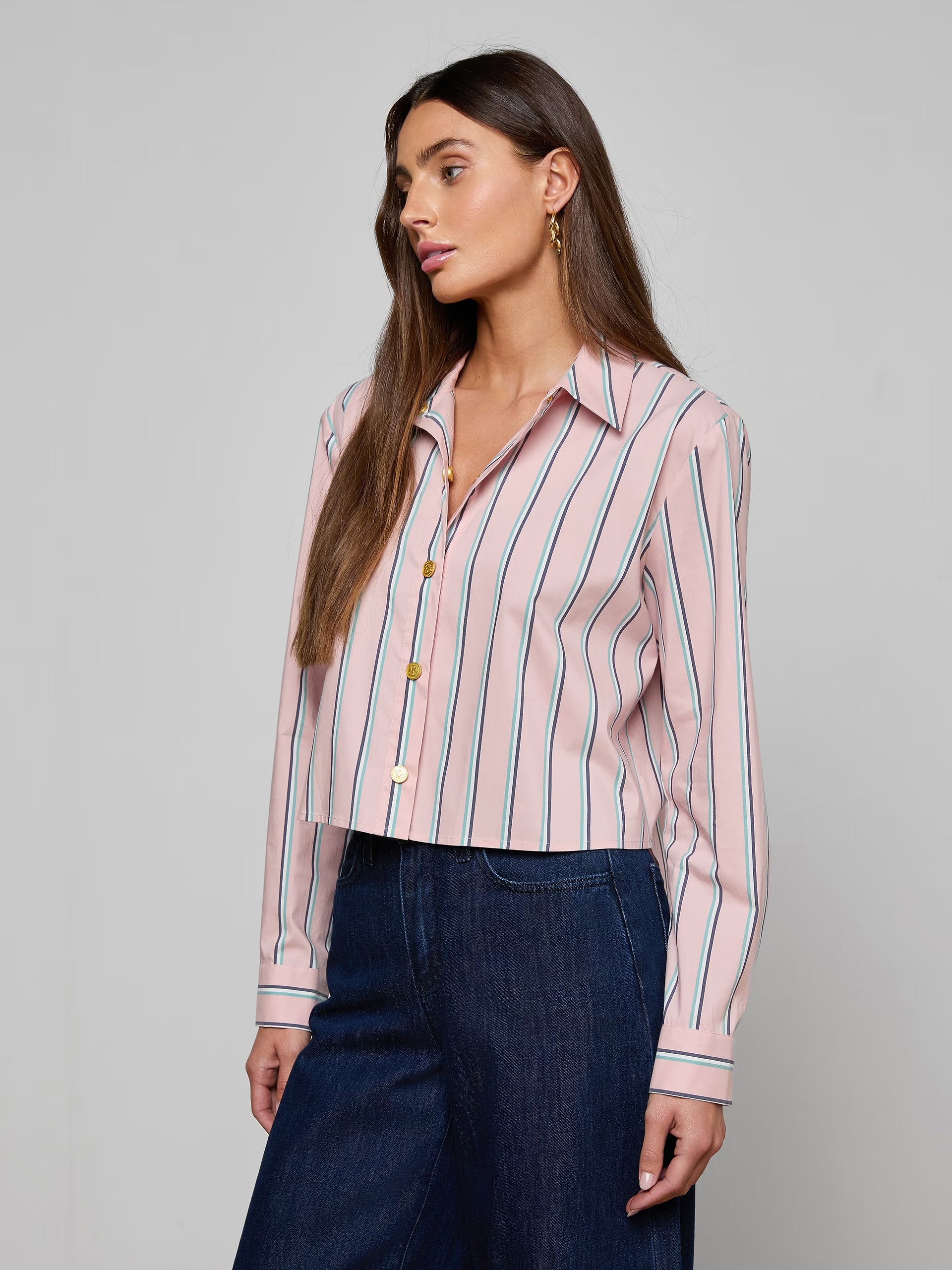 L'Agence Cosette Shirt - Pale Rose Stripe