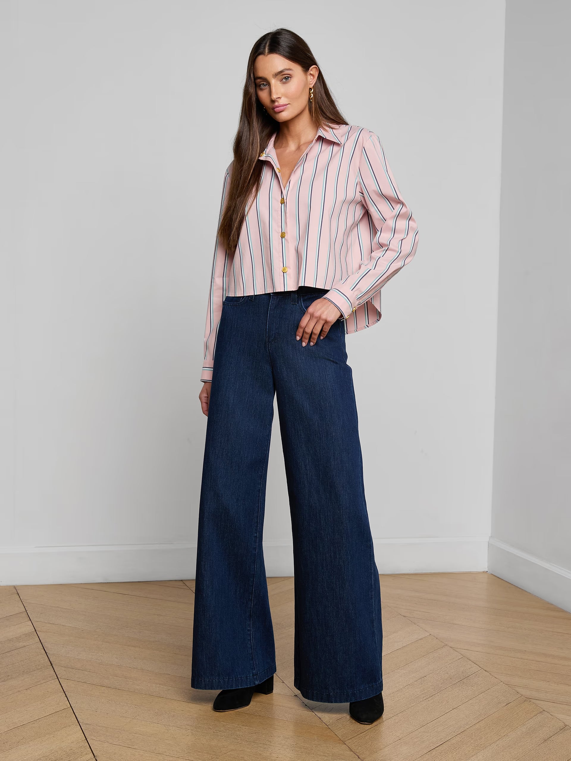L'Agence Cosette Shirt - Pale Rose Stripe