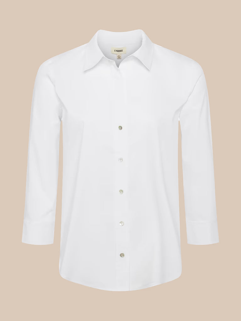 L'Agence Daniella Cotton-Blend Blouse - White