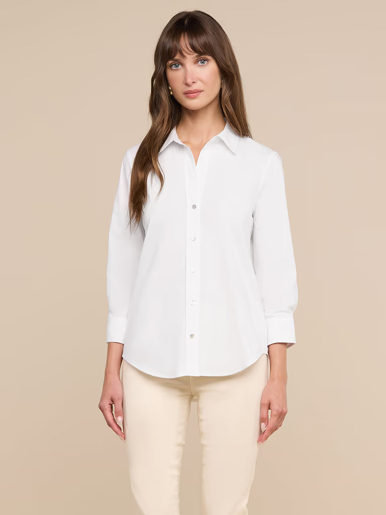 L'Agence Daniella Cotton-Blend Blouse - White