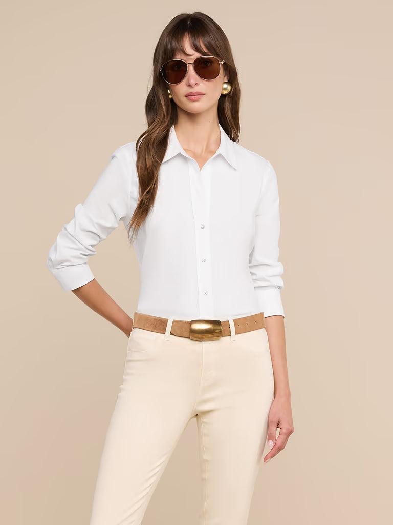 L'Agence Daniella Cotton-Blend Blouse - White