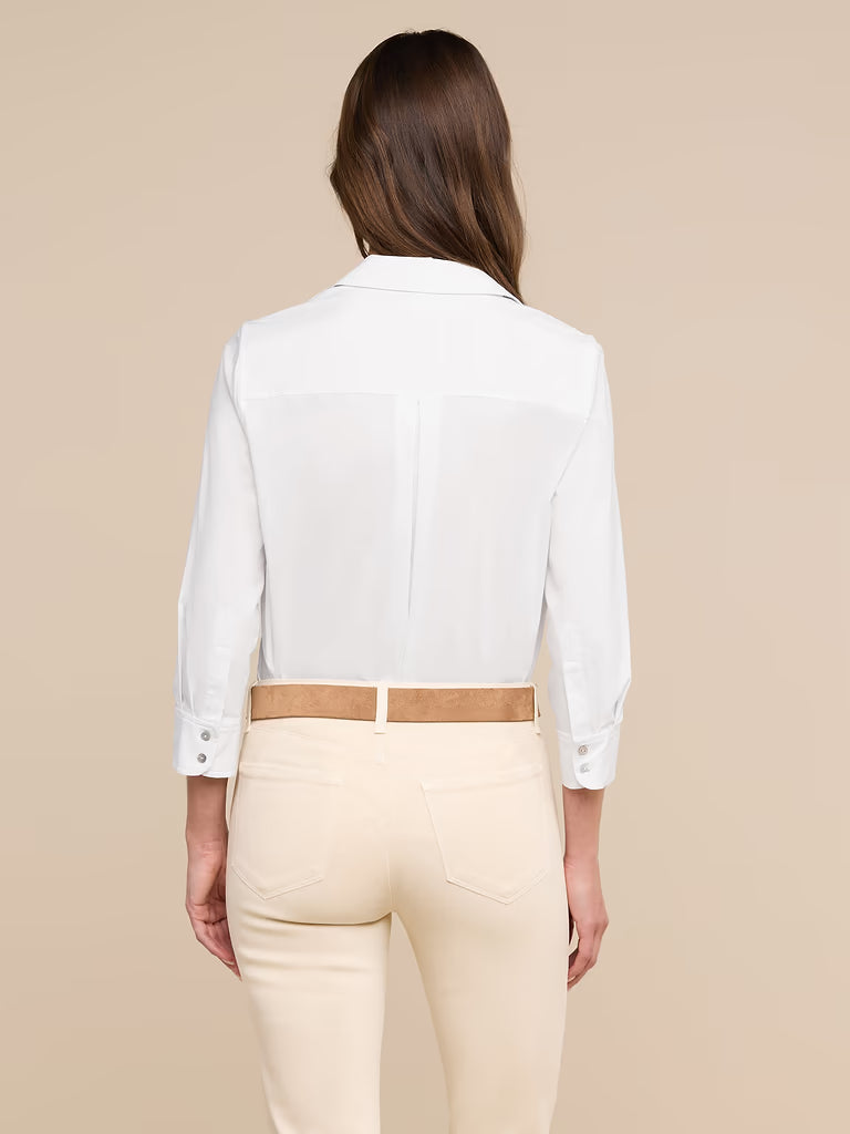 L'Agence Daniella Cotton-Blend Blouse - White