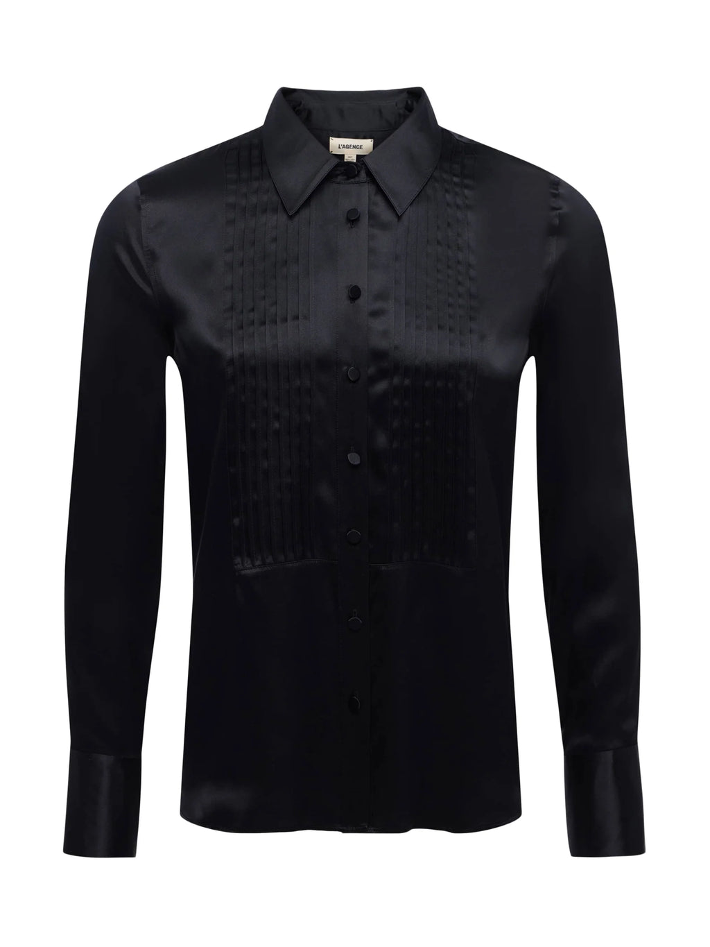 L'Agence Divya Pintuck Silk Shirt - Black