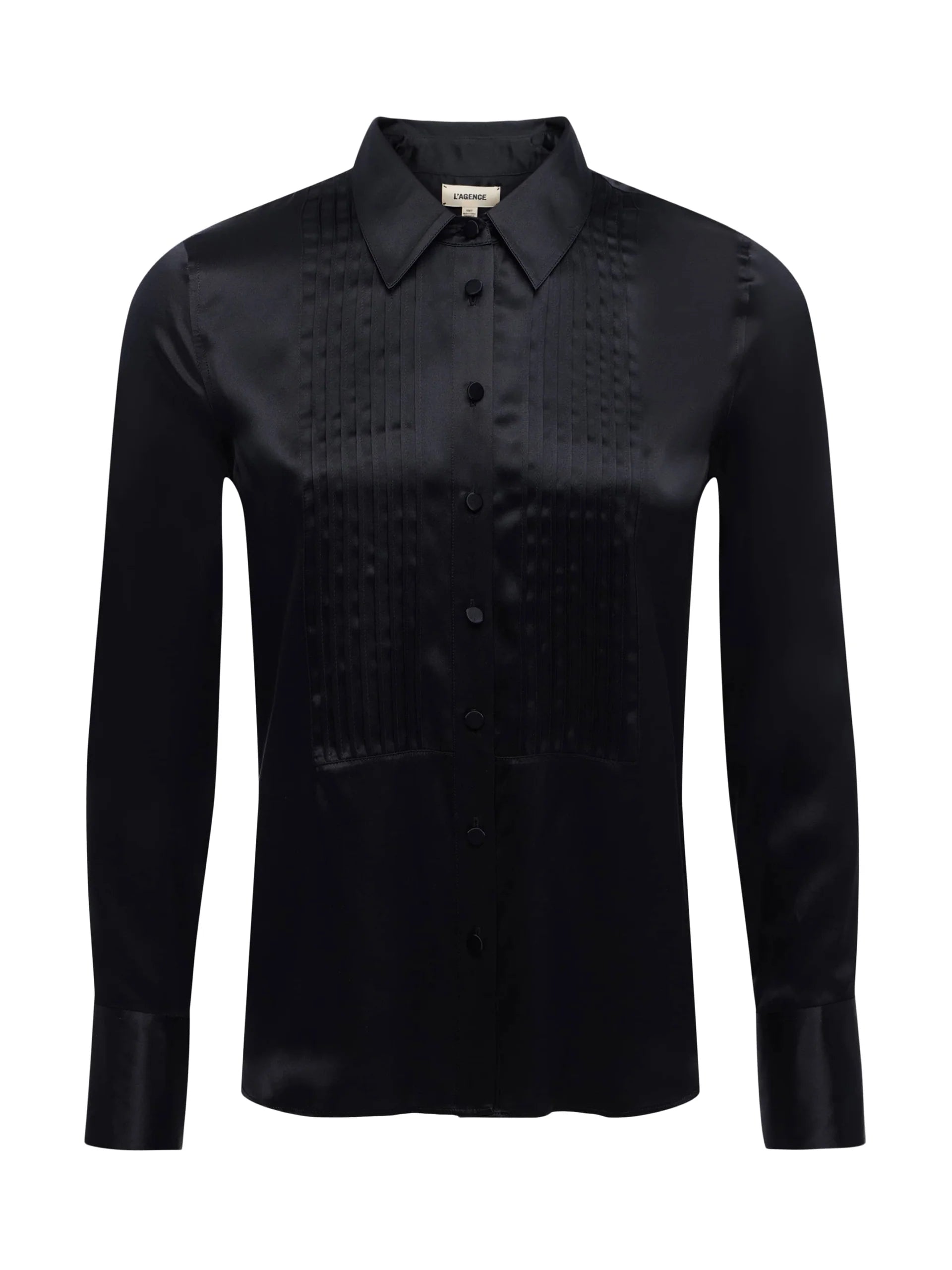 L'Agence Divya Pintuck Silk Shirt - Black