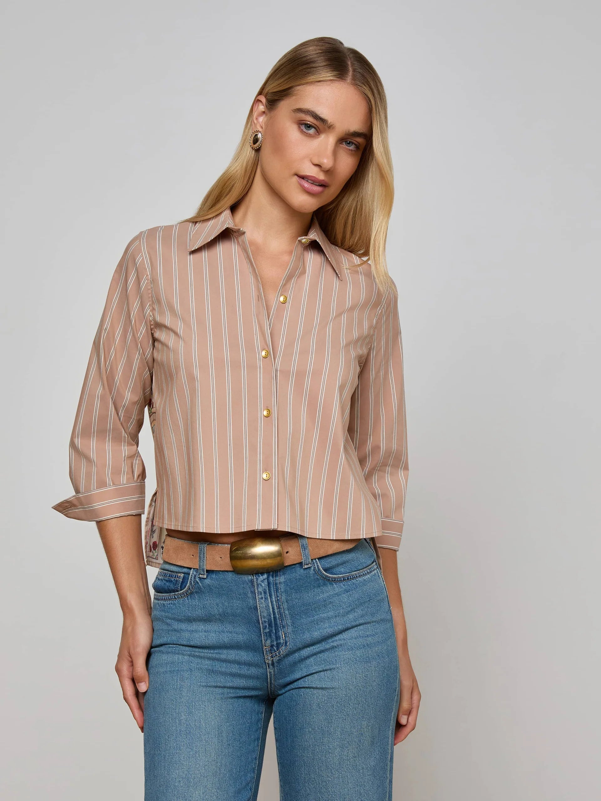 L'Agence awn Western Card Print Shirt